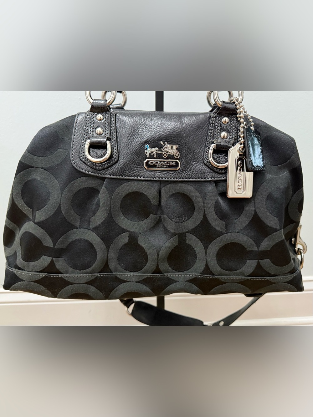 Coach Madison Op Art Sabrina Satchel & Convertible Shoulder Strap - Picture 4 of 15